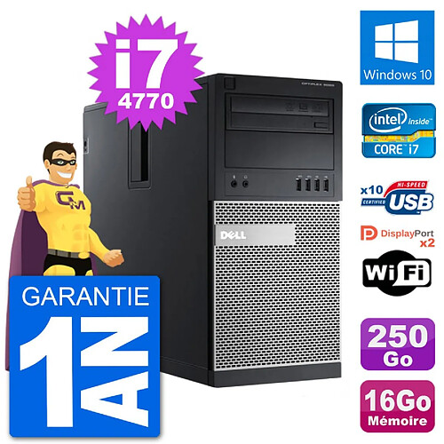 PC Tour Dell 9020 Intel Core i7-4770 RAM 16Go Disque Dur 250Go Windows 10 Wifi · Occasion