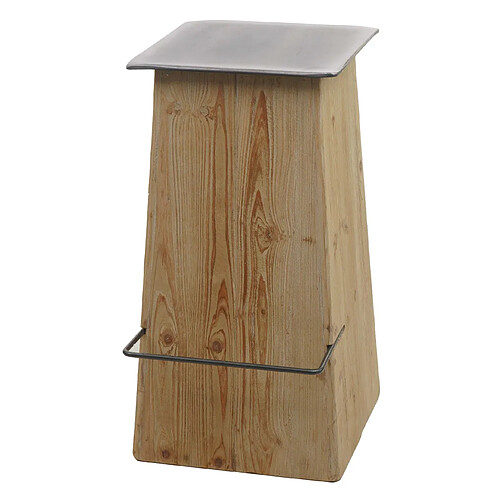 Mendler Tabouret de bar HWC-L76, chaise de bar Tabouret de bar, bois massif industriel certifié MVG, naturel avec aspect métal