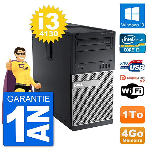 PC Tour Dell 9020 Intel Core i3-4130 RAM 4Go Disque Dur 1To Windows 10 Wifi · Occasion