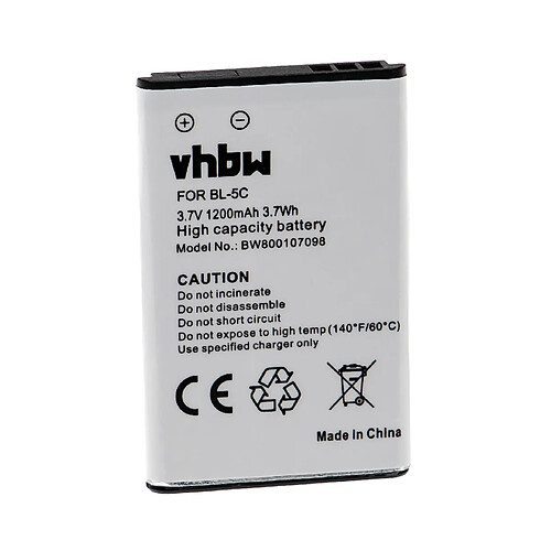 vhbw Batterie remplacement pour Uniden 1000060 pour smartphone (1200mAh, 3,7V, Li-ion)