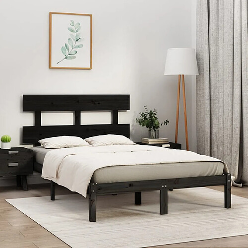 vidaXL Cadre de lit sans matelas noir 200x200 cm bois massif