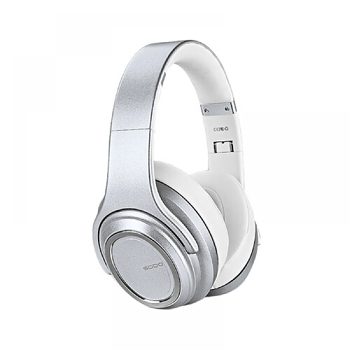 General Casque Bluetooth sur l'oreille, casque stéréo pliable léger sans fil et filaire avec micro, contrôle du volume, casque Bluetooth 5.0 pour voyage/tablette/PC(argent)