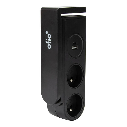 Bloc multiprise Gekko clipsable - 2 prises + 2 ports USB - noir - Otio