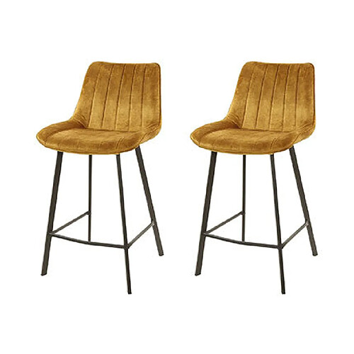 Mes Lot de 2 chaises de bar 50x54x96 cm en velours doré - LANZ