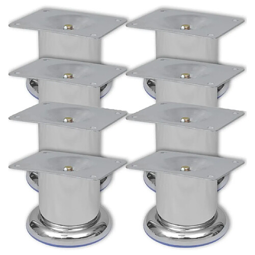 vidaXL Pieds ronds de canapé 8 pcs Chrome 60 mm