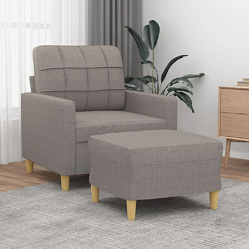 vidaXL Fauteuil avec repose-pied Taupe 60 cm Tissu