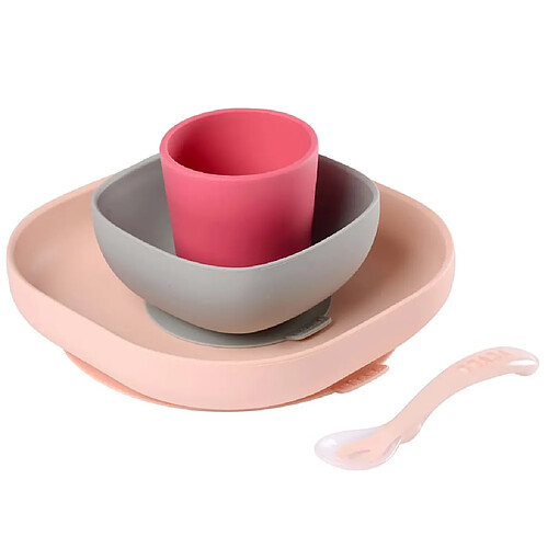 Beaba Service de repas 4 pcs Silicone Rose et corail