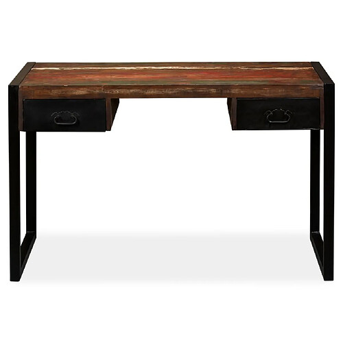 Maison Chic Bureau solide,Table de travail,Bureau d'ordinateur avec 2 tiroirs Bois de récupération massif 120x50x76 cm -GKD76360