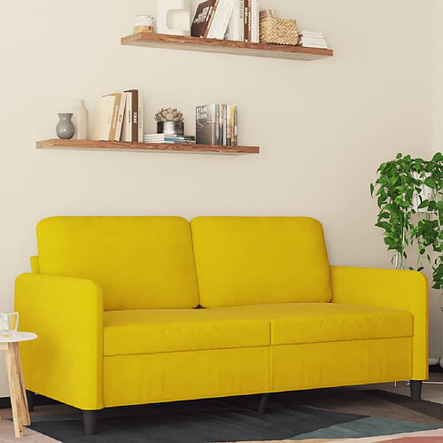 vidaXL Canapé à 2 places Jaune 140 cm Velours