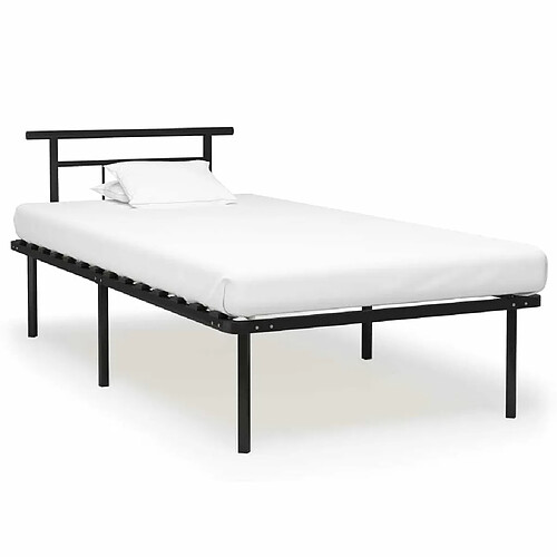 Maison Chic Lit adulte - Lit simple Cadre de lit,Structure du lit Contemporain Noir Métal 100x200 cm -MN38184