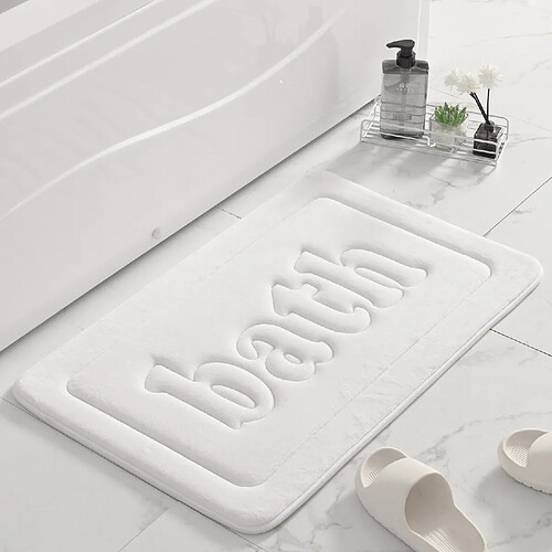 LUUCOZK Tapis de bain antidérapants absorbants à séchage rapide pour salle de bain - blanc-50 x 80cm