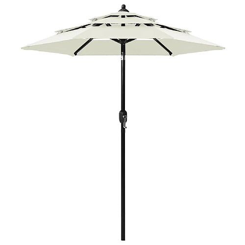 ComfortXL Parasol à 3 Niveaux Avec Mât En Aluminium Sable 2 M