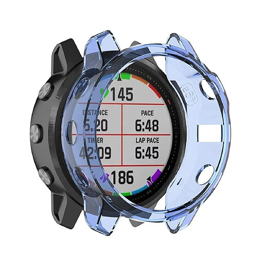 Wewoo Boîtier de montre Pour Garmin Fenix 6s TPU demi-couverture Smart Watch Protevtice Case bleu