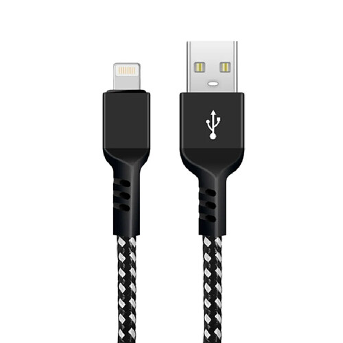 Câble pour iPhone Maclean, supporte la charge rapide 2.4A, transfert de données, 5V/2.4A, noir, longueur 2m, MCE481