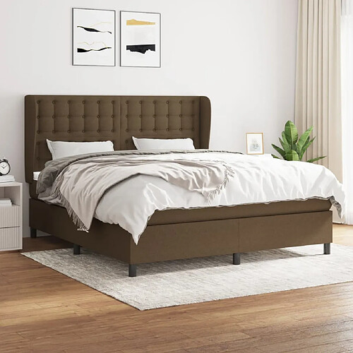 vidaXL Sommier à lattes de lit avec matelas Marron foncé 160x200 cm