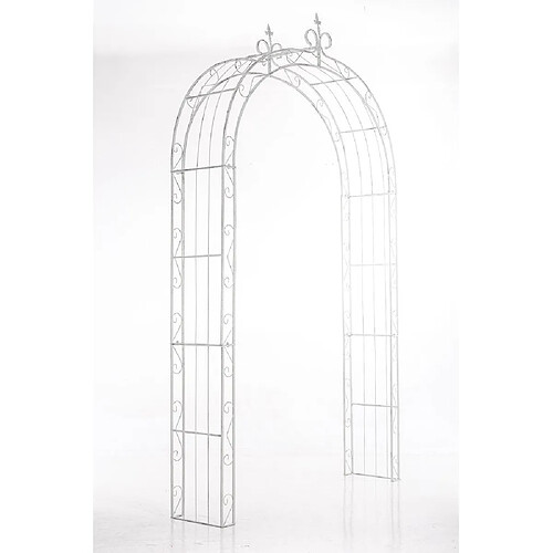 Decoshop26 Arche à rosiers pour jardin revêtue de fer hauteur 260 cm blanc vieilli MDJ10117