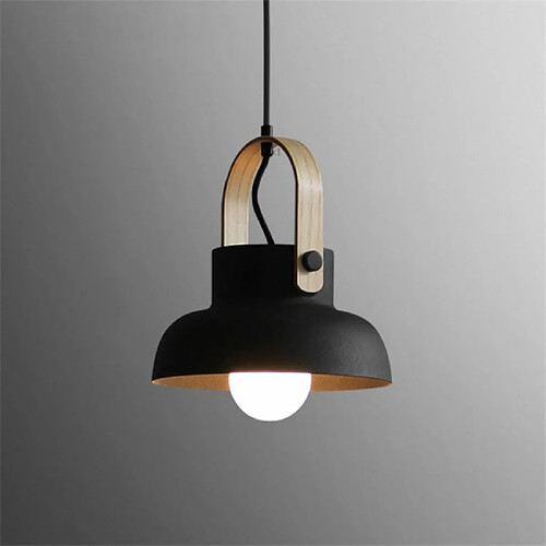 Wewoo Suspension luminaire Lustre Lampe Suspendue Grain de bois créatif simple personnalité restaurant tête étude chambre Macaron Bar petite sans source de lumièretaille L noir