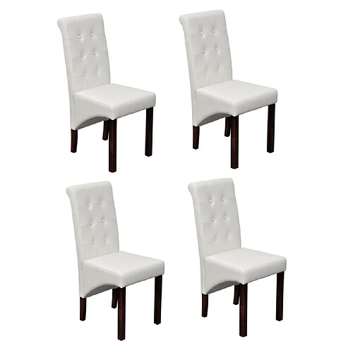 vidaXL Chaises à manger lot de 4 blanc similicuir