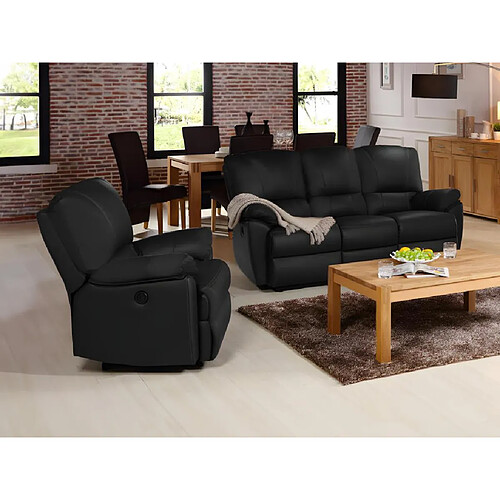 Vente-Unique Fauteuil relax électrique en cuir MARCIS - Noir