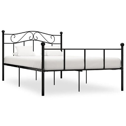 Maison Chic Lit adulte - Lit simple Cadre de lit,Structure du lit Contemporain Noir Métal 120 x 200 cm -MN63554