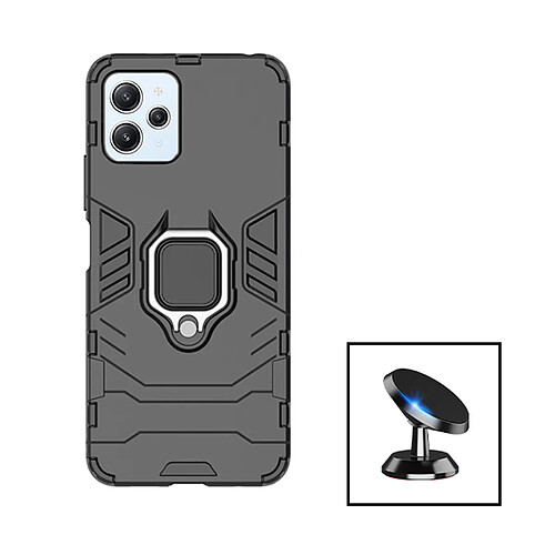 PHONECARE Kit Support Magnétique de Voiture + Coque 3X1 Military Defender pour Xiaomi Redmi Note 12R - Noir