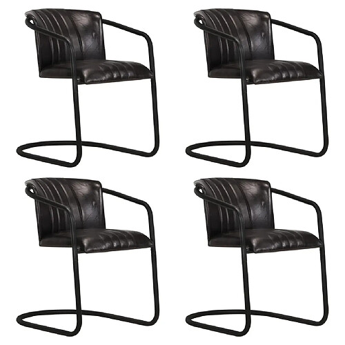 vidaXL Chaises à manger lot de 4 noir cuir véritable