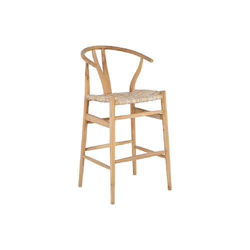 Vente-Unique Tabouret de bar en teck et paille - Naturel - POGIANA