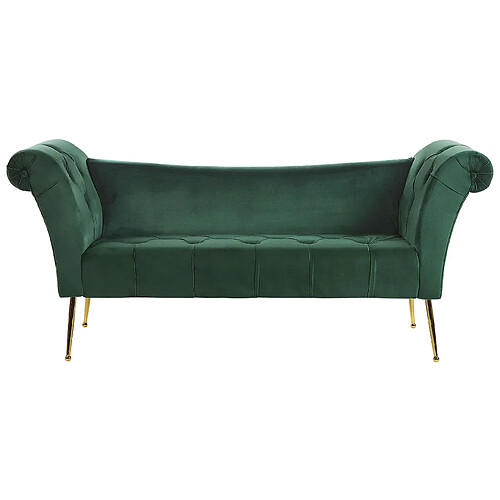 Beliani Chaise longue en velours vert foncé NANTILLY