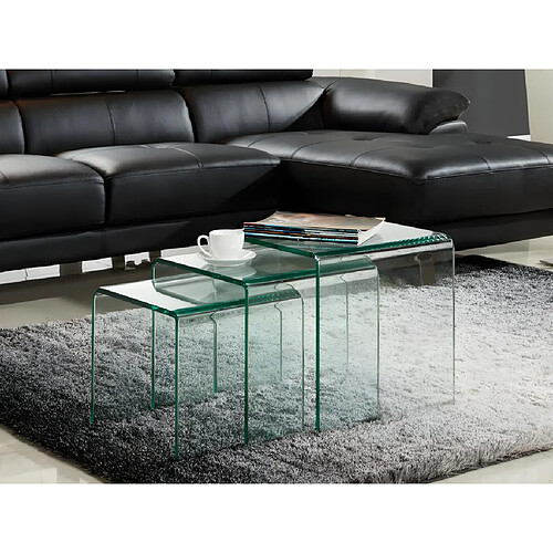 Vente-Unique Tables basses gigognes MINKA - Verre courbé