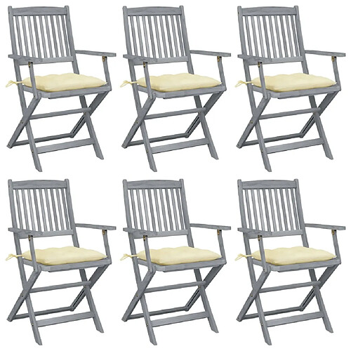 Maison Chic Lot de 6 Chaises pliables d'extérieur avec coussins | chaises de jardin | Fauteuil Relax Bois d'acacia -GKD69312