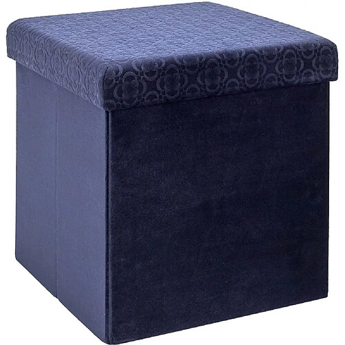 The Home Deco Factory Pouf coffre pliable en velours Rétro bleu nuit.