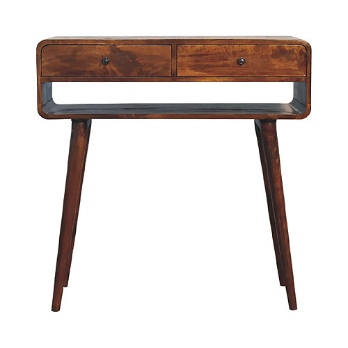 Artisan Furniture Table console Sonata en bois massif noyer avec fente ouverte, mobilier d'affichage élégant