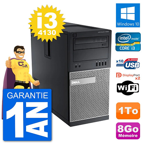 PC Tour Dell 9020 Intel Core i3-4130 RAM 8Go Disque Dur 1To Windows 10 Wifi · Occasion