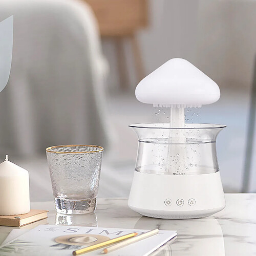 KILISKY Humidificateur d'Air - Silencieux - avec 7 lumières LED de couleurs différentes - motifs nuages ??avec gouttes de pluie - Blanc