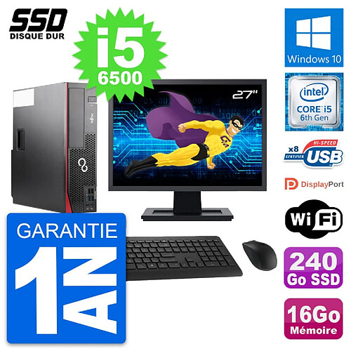 PC Fujitsu D556 DT Ecran 27" Intel i5-6500 RAM 16Go SSD 240Go Windows 10 Wifi · Occasion