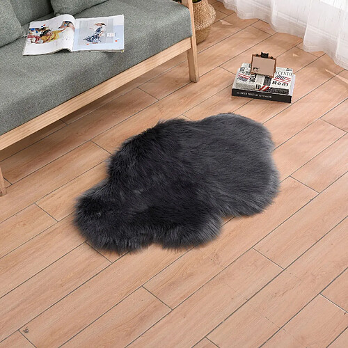 LUUCOZK Tapis moelleux en fausse fourrure tapis à poils longs pour chambre à coucher salon-nuage gris foncé-70x90CM