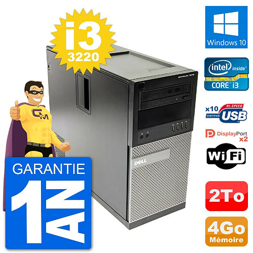 PC Tour Dell 7010 Intel Core i3-3220 RAM 4Go Disque Dur 2To Windows 10 Wifi · Occasion