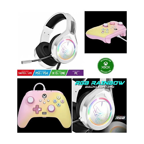 Power A Manette XBOX ONE S-X-PC Limonade rose Officielle + Casque Gamer PRO H8 Blanc SPIRIT OF GAMER XBOX ONE/S/X/PC pas cher