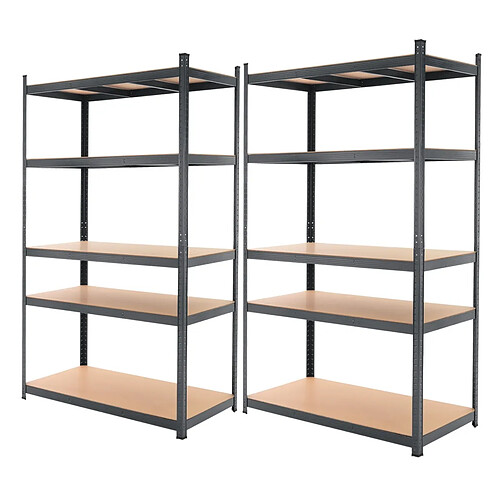 Ecd Germany 2x Rayonnage d'atelier étagère stockage charge lourde 200x120x50cm anthracite