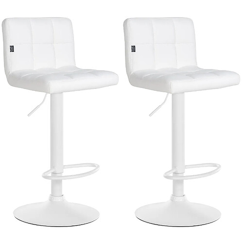 Non Lot de 2 tabourets de bar Feni simili cuir blanc