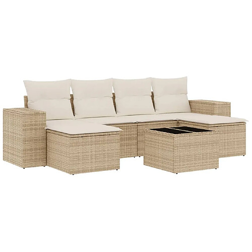 Maison Chic Salon de jardin avec coussins 7 pcs, Ensemble Tables et chaises de jardin, beige résine tressée -GKD486244