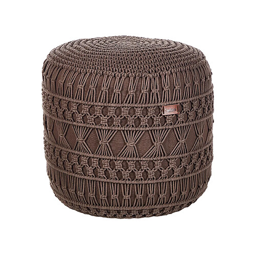 Beliani Pouf en coton macramé marron THAKOT