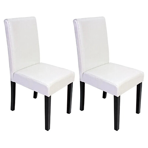 Decoshop26 Lot de 2 chaises de salle à manger synthétique blanc pieds foncés CDS04048