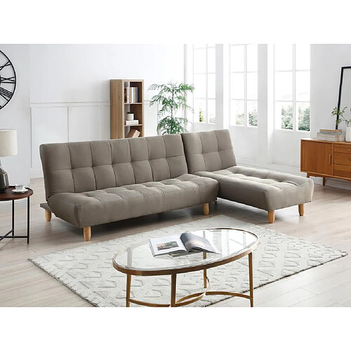 Vente-Unique Canapé modulable convertible en tissu taupe ESTEBAN