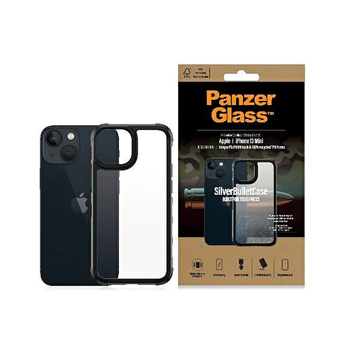 panzerglass coque transparent iphone 13 mini 5.4" noir antibacterial military grade silverbullet 0318