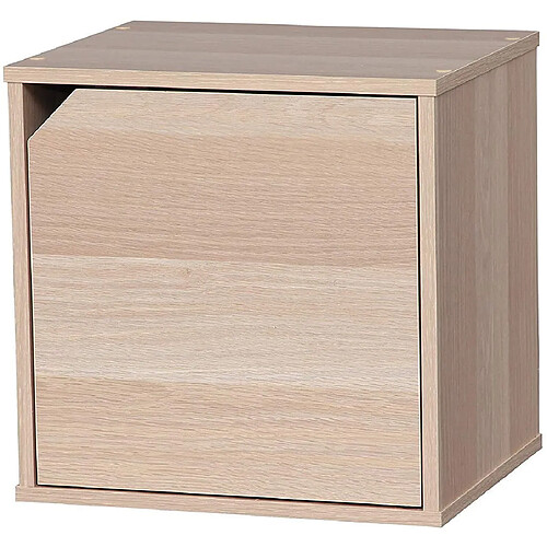 Iris Ohyama, Cube de rangement modulaire en bois MDF avec porte, Beige, 34.9 x 29 x 34.4 cm