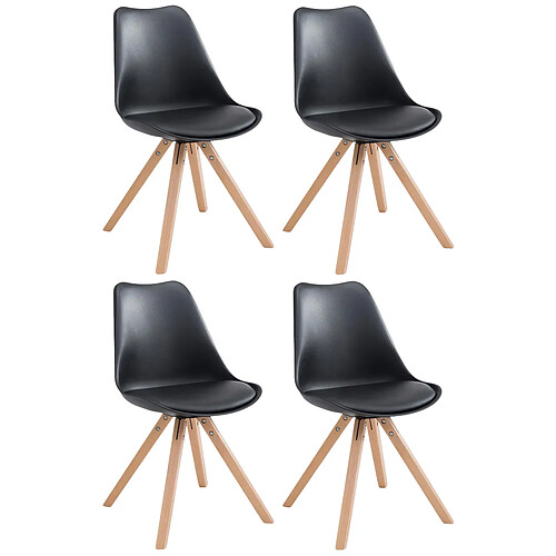 Decoshop26 4 chaises de salle à manger style scandinave en synthétique et plastique noir pieds carré en bois clair CDS10370