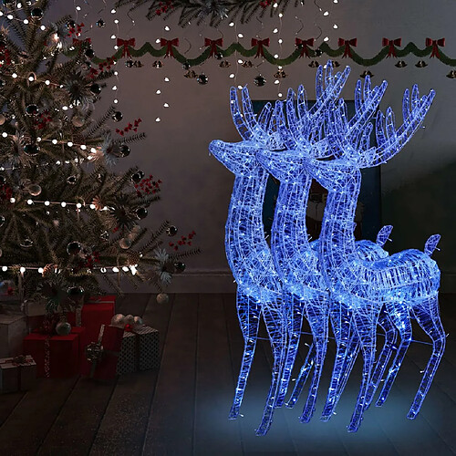 vidaXL Rennes de Noël XXL Acrylique 250 LED 3 pcs 180 cm Bleu