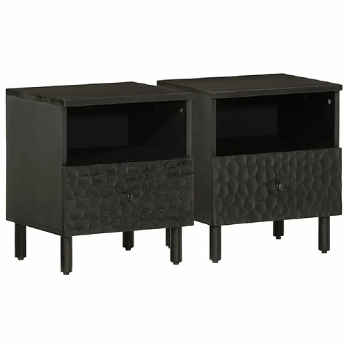 Maison Chic Lot de 2 Tables de chevet - Tables de Nuit noir 40x33x46 cm bois de manguier solide