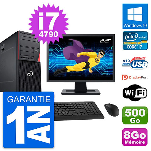 PC Tour Fujitsu P720 Ecran 22" Core i7-4790 RAM 8Go Disque 500Go Windows 10 Wifi · Occasion